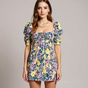 Zara Floral Bardot Mini Dress